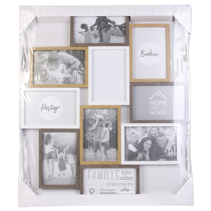 Home Deco Factory Cadre 10 Photos Blanc et Bois