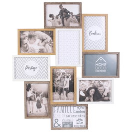 Home Deco Factory Cadre 10 Photos Blanc et Bois