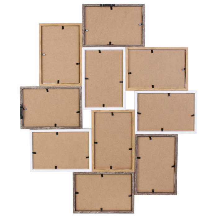 Home Deco Factory Cadre 10 Photos Blanc et Bois