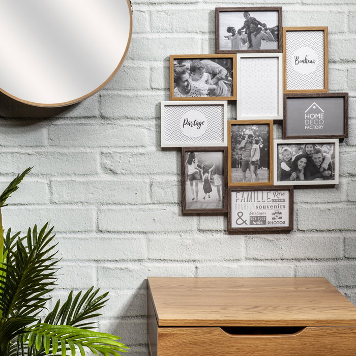 Home Deco Factory Cadre 10 Photos Blanc et Bois