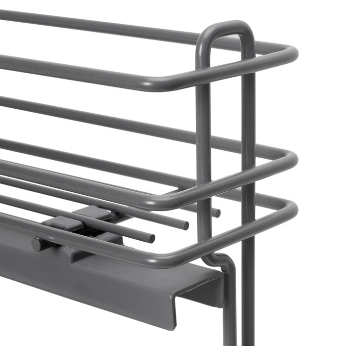 Emuca porte-bouteilles extractible TitaneMax avec fermeture à amortie, gauche, 3 plateaux, module 150mm, Acier, Gris Anthracite