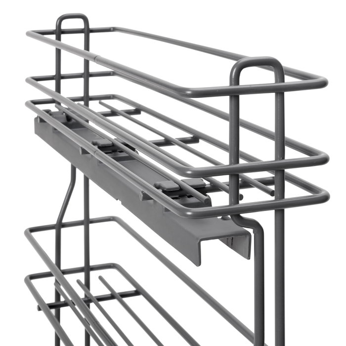 Emuca porte-bouteilles extractible TitaneMax avec fermeture à amortie, gauche, 3 plateaux, module 150mm, Acier, Gris Anthracite