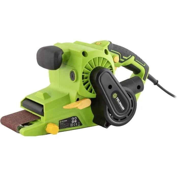 Fieldmann Ponceuse à bande FDBP 200901-E - 900W, Vitesse réglable 200-380 m/min, pour bois, béton, pierre, métal, avec sac à poussière et poignée ergonomique