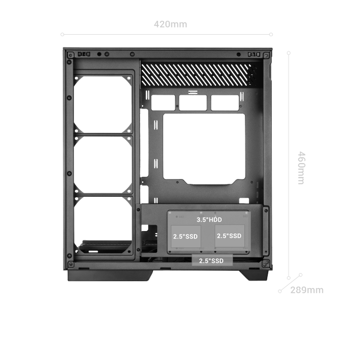 Mars Gaming MC3GFPRO Boîtier PC ATX Semitorre Noir, Triple Vitre Trempée, 4 Ventilateurs ARGB FX, USB-C 3.2
