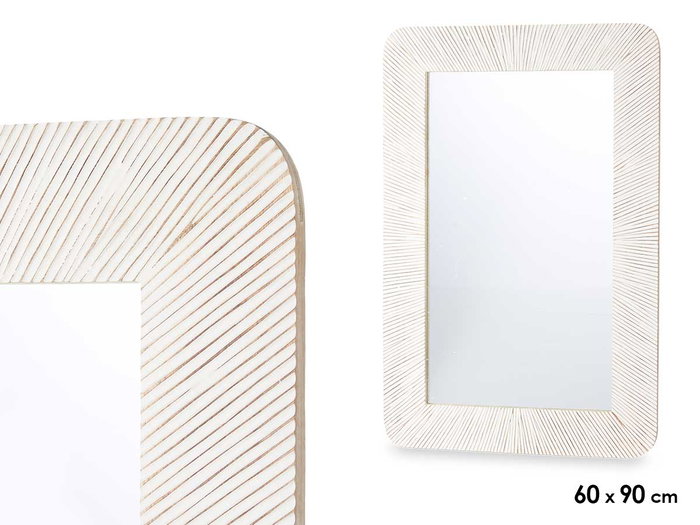 Giftdecor Miroir 60 x 90 cm Lignes Naturelles Blanc avec Cadre en Bois Marron Giftdecor Miroir 60 x 90 cm Lignes Naturelles Blanc avec Cadre en Bois Marron