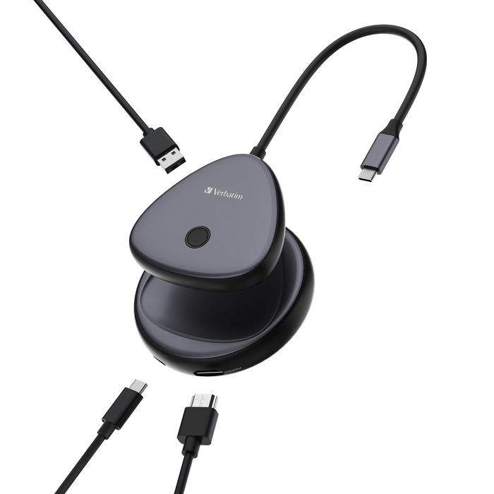 Verbatim WDA-02 Adaptateur d'Affichage Sans Fil USB-C avec Hub, Partage d'Écran en 4K UHD 30Hz, Port USB-A Additionnel, Portée 10m