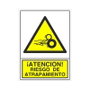 DUVER Señal Adhesiva 148x105 mm – Peligro Riesgo de Atrapamiento (Mano)