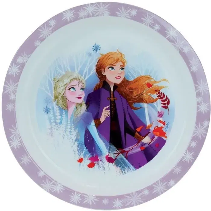 Fun House Lot Vaisselle Disney Reine des Neiges 006379 - 5 Pièces : Assiette Creuse, Assiette Plate, Mug, Gourde et Gobelet avec Paille - Lavable Lave-Vaisselle et Micro-Ondes