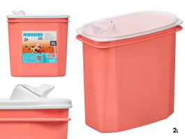 LEKNES Porte gazpacho en plastique rouge avec couvercle transparent 2L