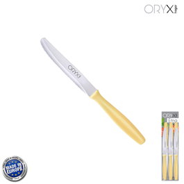 ORYX Couteau de table Etna jaune, lame dentelée 10 cm (Lot de 6) de l'acier inoxydable