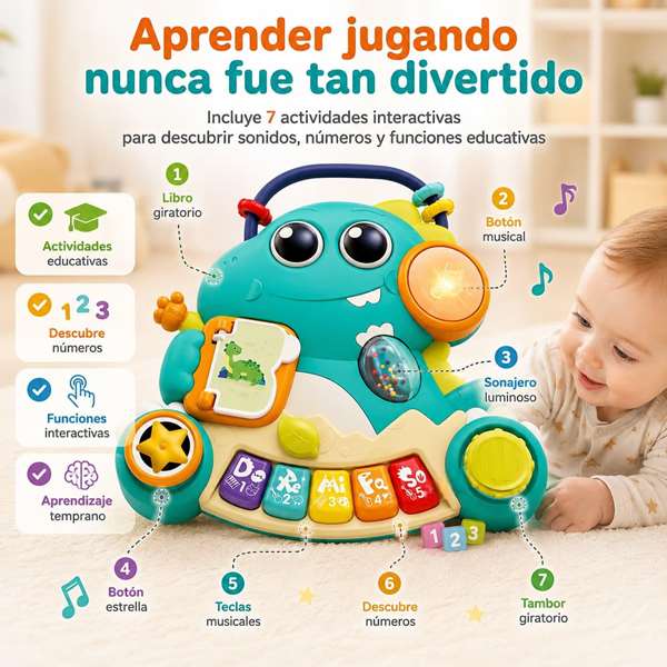 Hola Orgue musical Dinosaurio 2 en 1 avec lumières et sons