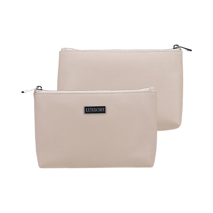Lussoni Trousse de toilette en cuir vegan, fermeture zip en cuivre, 1 unité