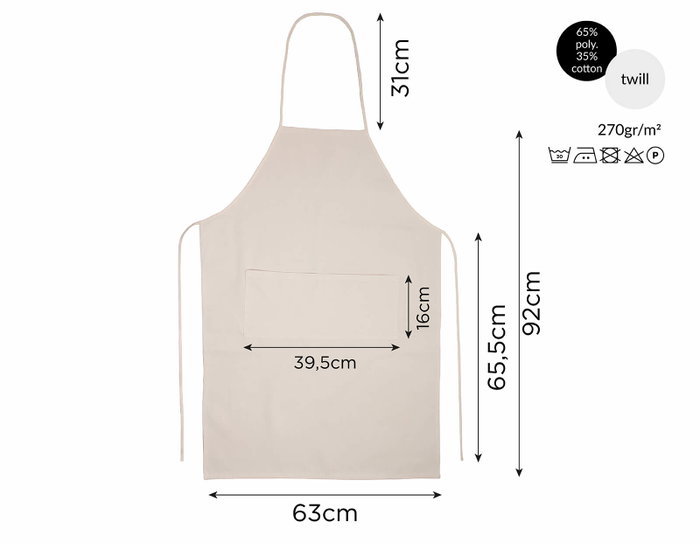 Innspiro Tablier en coton avec 2 poches 63x92cm