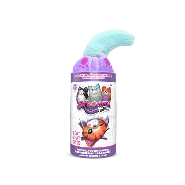 Bizak - Peluche Gatos Mimimiau 24 cm, chat peluche interactif qui adore se faufiler partout - Modèles assortis