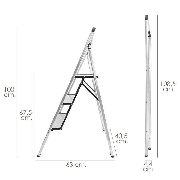 ORYX Échelle plate en aluminium à 3 marches