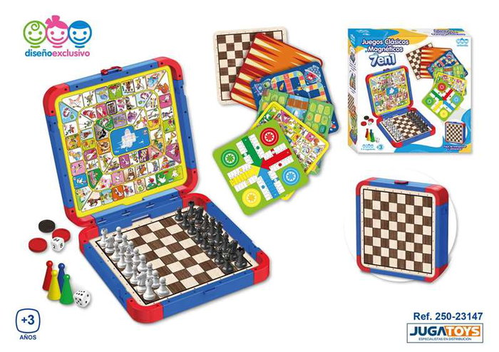 Jugatoys - enfamilia Jeux Classiques magnétiques 7 en 1 avec accessoires Jugatoys - enfamilia Jeux Classiques magnétiques 7 en 1 avec accessoires