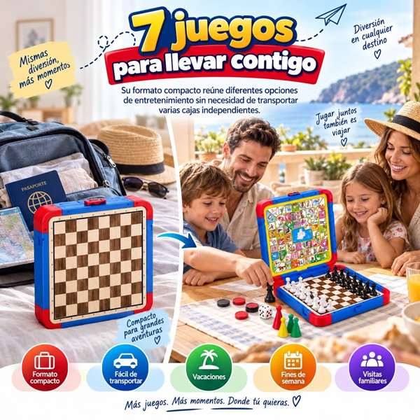 Jugatoys - enfamilia Jeux Classiques magnétiques 7 en 1 avec accessoires Jugatoys - enfamilia Jeux Classiques magnétiques 7 en 1 avec accessoires