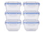 Leknes Lot de 6 Boîtes de Conservation Carrées en Plastique 900 ml Bleu Transparent 14,5 x 8,5 x 14,5 cm (Set de 8)