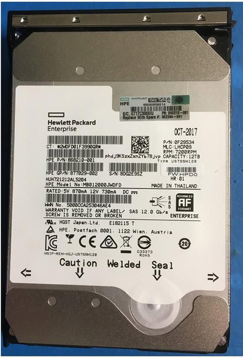 Hewlett Packard Enterprise 12 To SAS Hard Disk Drive (HDD) Hewlett Packard Enterprise 12 To SAS Hard Disk Drive (HDD)