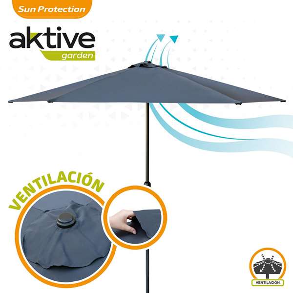 Parapluie Aktive Anthracite Ø 300 cm 300 x 245 x 300 cm Parapluie Aktive Anthracite Ø 300 cm 300 x 245 x 300 cm