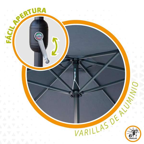 Parapluie Aktive Anthracite Ø 300 cm 300 x 245 x 300 cm Parapluie Aktive Anthracite Ø 300 cm 300 x 245 x 300 cm