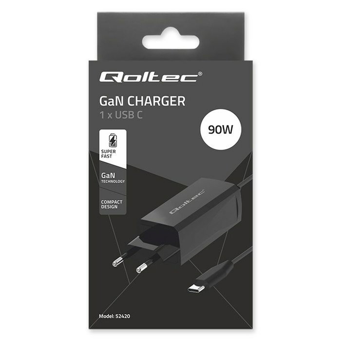 QOLTEC Chargeur USB 90W GaN USB C