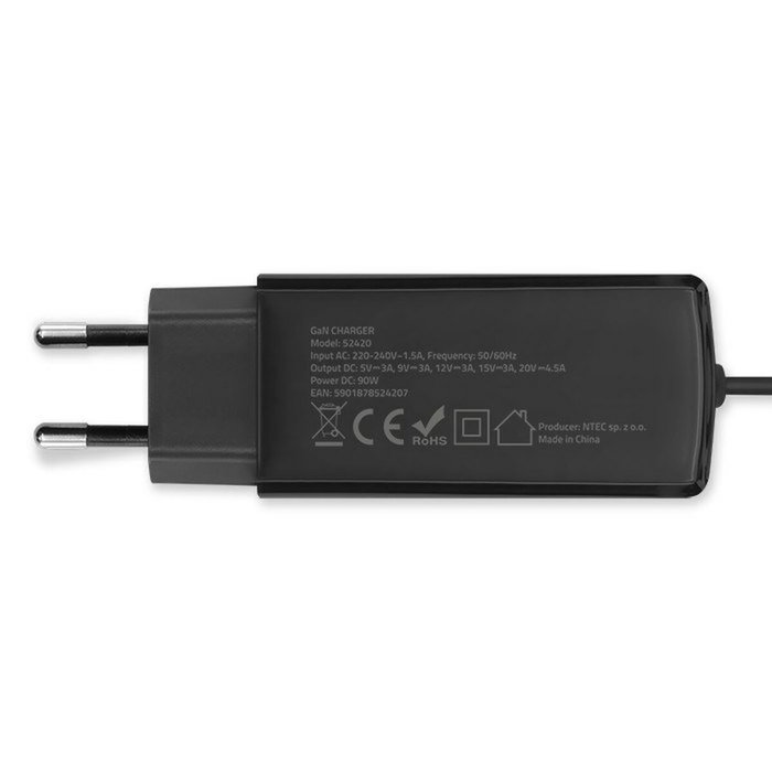 QOLTEC Chargeur USB 90W GaN USB C