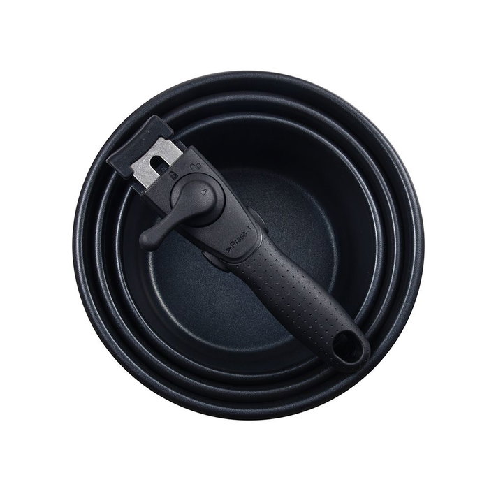 Bergner Click & Cook Set 3 casseroles acier inoxydable Ø16/18/20 cm avec manche amovible induction