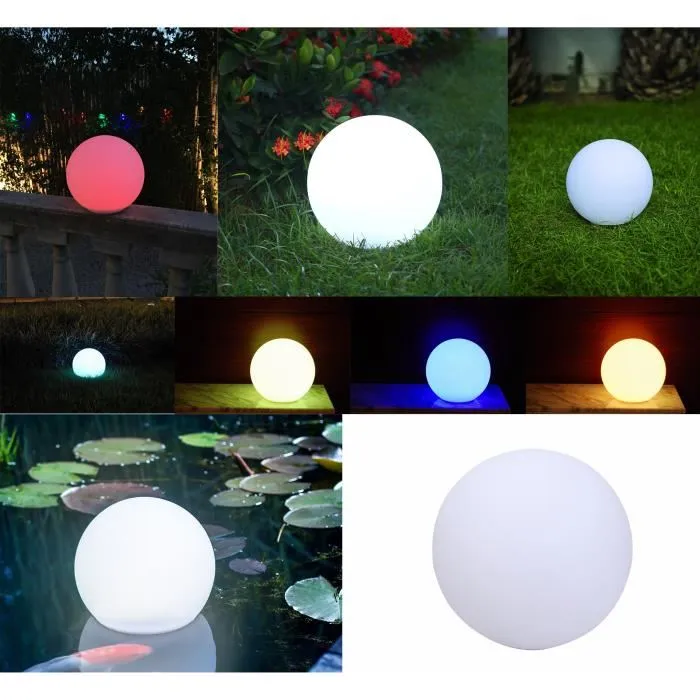 LUMISKY Boule lumineuse solaire LED en polyéthylène 30cm - Multicolore - Extérieur - Alimentation solaire automatique - Éclairage jardin et terrasse LUMISKY Boule lumineuse solaire LED en polyéthylène 30cm - Multicolore - Extérieur - Alimentation solaire automatique - Éclairage jardin et terrasse
