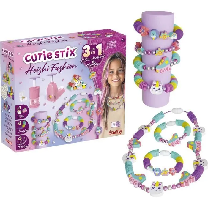 Lansay Set Cutie Stix Heishi Fashion, Machine à perles et à percer pour créer bracelets et colliers, créativité dès 6 ans Lansay Set Cutie Stix Heishi Fashion, Machine à perles et à percer pour créer bracelets et colliers, créativité dès 6 ans