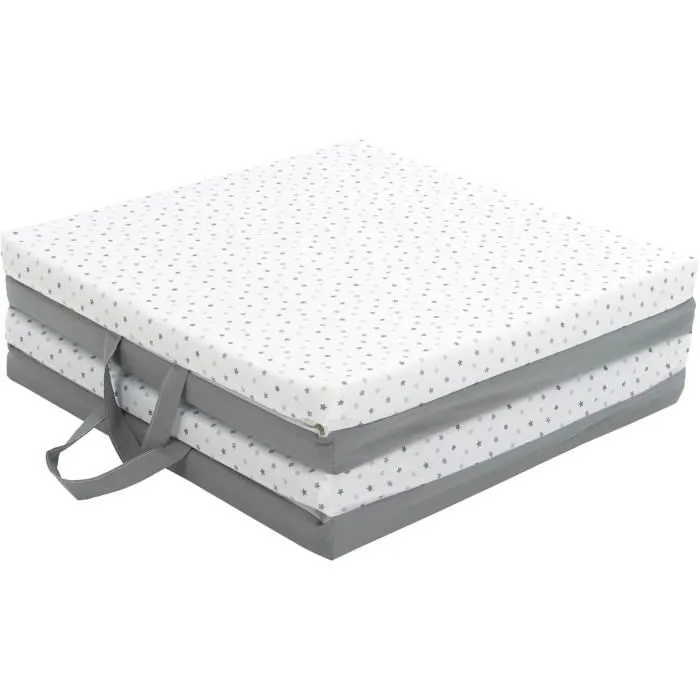 Candide Tapis d'éveil évolutif 3-en-1 - Espace de jeu, matelas et pouf - Design gris étoiles - Pratique et ludique pour bébé