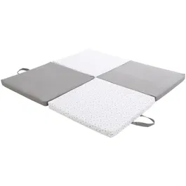 Candide Tapis d'éveil évolutif 3-en-1 - Espace de jeu, matelas et pouf - Design gris étoiles - Pratique et ludique pour bébé