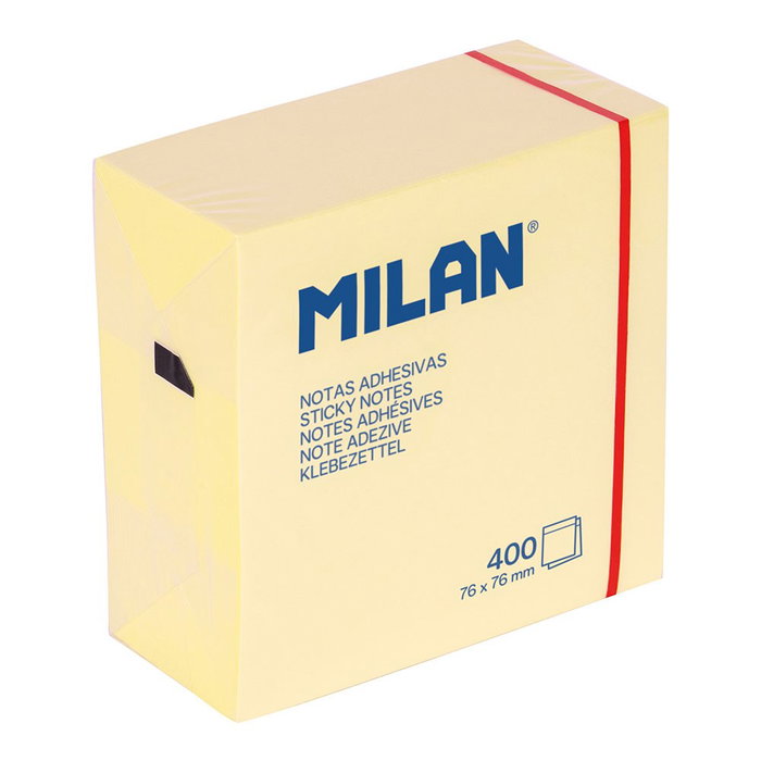 Milan Bloc de 400 notes adhésives amovibles, 76 x 76 mm, jaune clair Milan Bloc de 400 notes adhésives amovibles, 76 x 76 mm, jaune clair