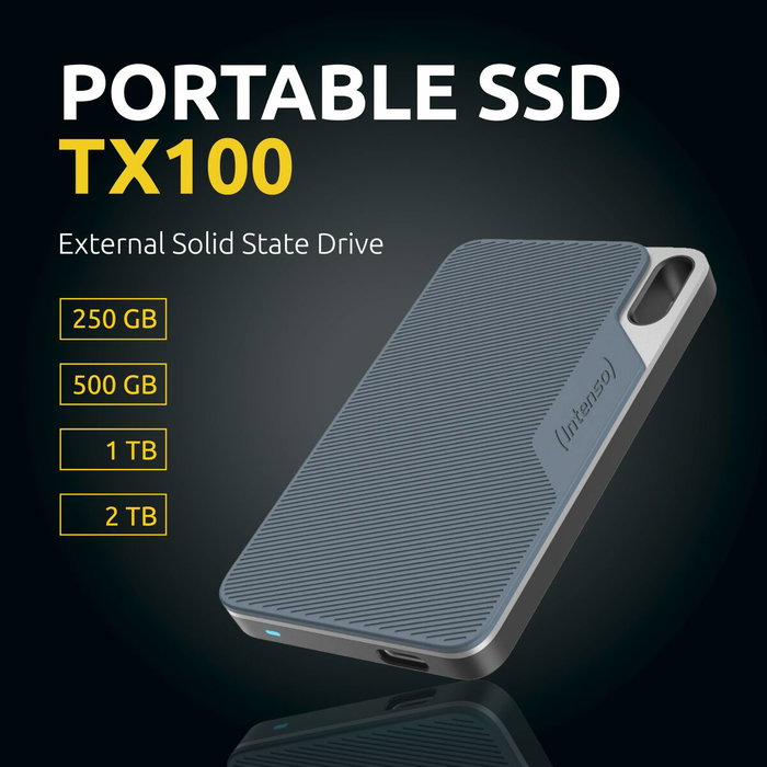 Intenso TX100 SSD externe 2 To Bleu, Gris