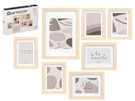Giftdecor Set 7 Porte-photos Mural Pastpardu Naturel Bois Eucalyptus 35x25x6 cm (13x18, 15x20, 21x30 cm) (Set de 6)