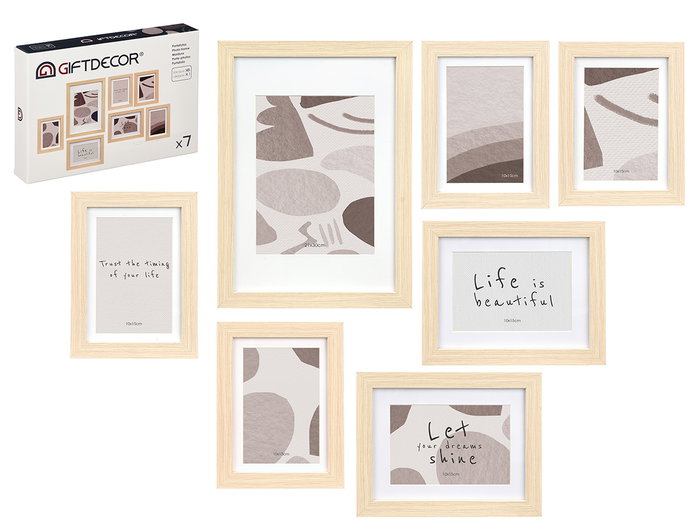 Giftdecor Set 7 Porte-photos Mural Pastpardu Naturel Bois Eucalyptus 35x25x6 cm (13x18, 15x20, 21x30 cm) (Set de 6) Giftdecor Set 7 Porte-photos Mural Pastpardu Naturel Bois Eucalyptus 35x25x6 cm (13x18, 15x20, 21x30 cm) (Set de 6)