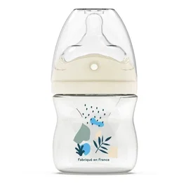 DODIE Biberon Anti-Colique 150 ml avec Tétine Multi-Perforée Biomimétisme - Débit 1 - Dès la Naissance - Bleu