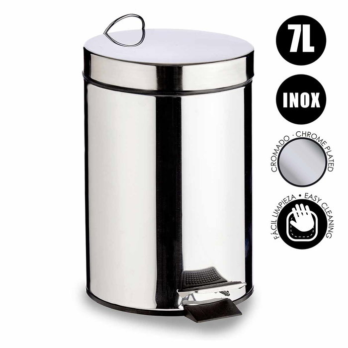 BERILO Corbeille à Papier 7L en Acier Inoxydable avec Pédale 27x30x20 cm (Set de 4)