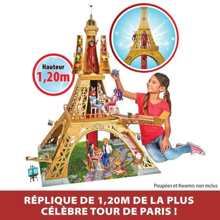 Miraculous - Playset Deluxe Paris BANDAI - Ensemble Grandeur Nature de plus de 1,20 m avec ascenseur, tyrolienne et 40+ accessoires pour poupées 26 cm Miraculous - Playset Deluxe Paris BANDAI - Ensemble Grandeur Nature de plus de 1,20 m avec ascenseur, tyrolienne et 40+ accessoires pour poupées 26 cm