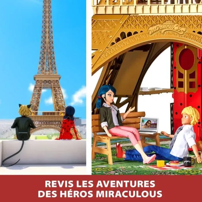 Miraculous - Playset Deluxe Paris BANDAI - Ensemble Grandeur Nature de plus de 1,20 m avec ascenseur, tyrolienne et 40+ accessoires pour poupées 26 cm Miraculous - Playset Deluxe Paris BANDAI - Ensemble Grandeur Nature de plus de 1,20 m avec ascenseur, tyrolienne et 40+ accessoires pour poupées 26 cm