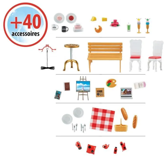 Miraculous - Playset Deluxe Paris BANDAI - Ensemble Grandeur Nature de plus de 1,20 m avec ascenseur, tyrolienne et 40+ accessoires pour poupées 26 cm Miraculous - Playset Deluxe Paris BANDAI - Ensemble Grandeur Nature de plus de 1,20 m avec ascenseur, tyrolienne et 40+ accessoires pour poupées 26 cm