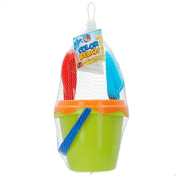 Color Baby Set de Seau de Plage avec 3 Accessoires en Filet 14 cm - Modèles Assortis