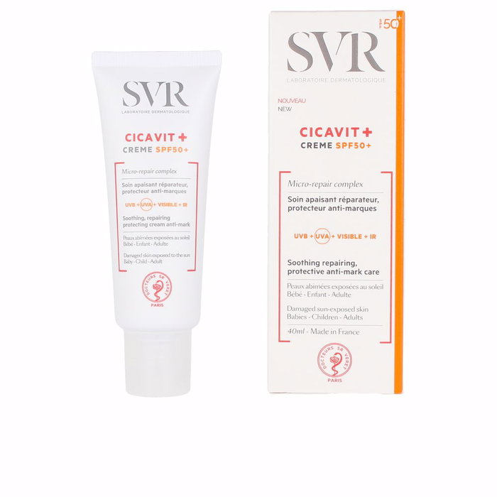 SVR Laboratoire Dermatologique CICAVIT+ Crème SPF50+ 40 ml - Soin Apaisant et Réparateur, Haute Protection Solaire