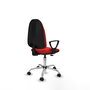 Chaise Algarra Contact permament de base Cuir écologique Rouge Structure chromée Accoudoirs fixes Sans appui-tête Roulettes pour moquette