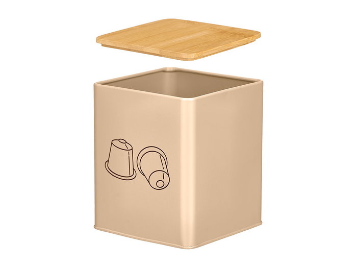 KINVARA Lot de 12 Bocaux Carrés Beige avec Couvercle en Bambou KINVARA Lot de 12 Bocaux Carrés Beige avec Couvercle en Bambou