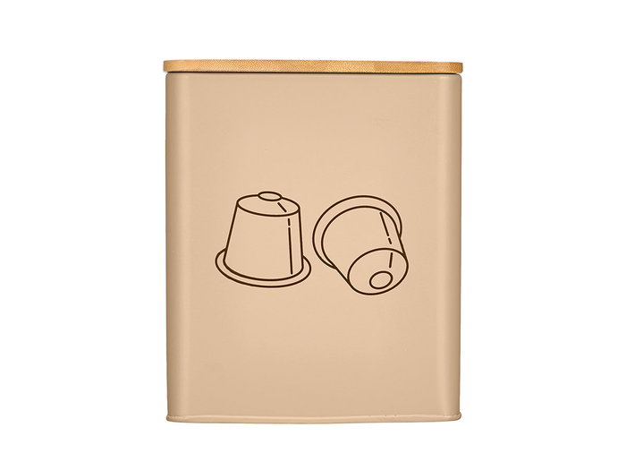 KINVARA Lot de 12 Bocaux Carrés Beige avec Couvercle en Bambou KINVARA Lot de 12 Bocaux Carrés Beige avec Couvercle en Bambou