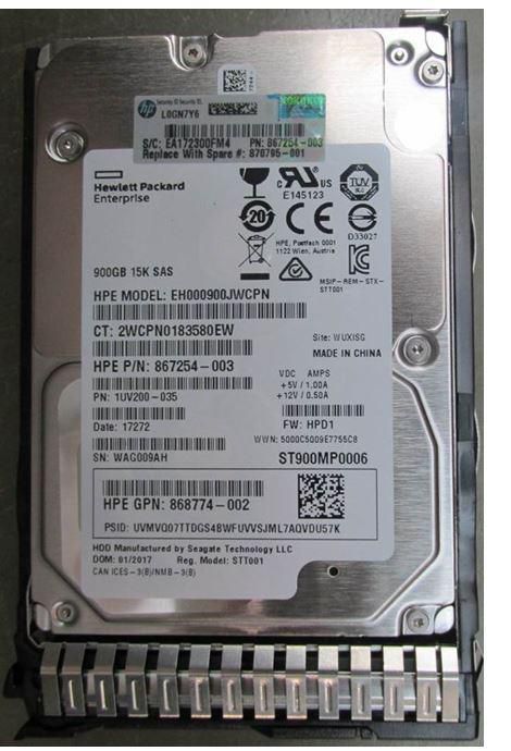 Hewlett Packard Enterprise - Disque dur serveur Enterprise 900 Go, 2.5", SAS 12G, 15000 tr/min, SFF, SC - Pour applications critiques et haute performance