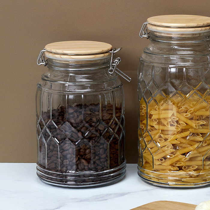 Cook Concept Bocal de conservation en verre 1,8 L avec couvercle en bambou