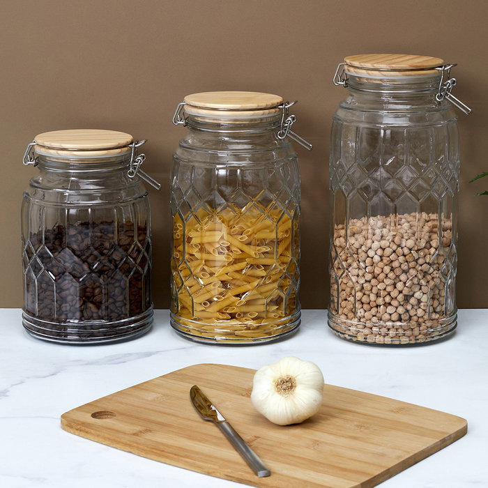 Cook Concept Bocal de conservation en verre 1,8 L avec couvercle en bambou