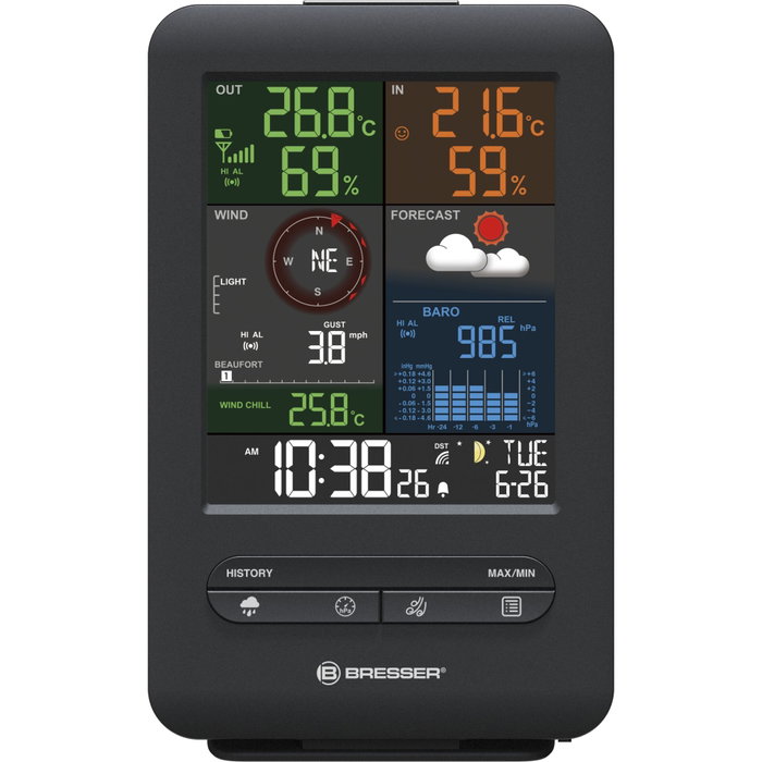 Bresser Weather Center 5-in-1 Beaufort avec écran couleur Bresser Weather Center 5-in-1 Beaufort avec écran couleur